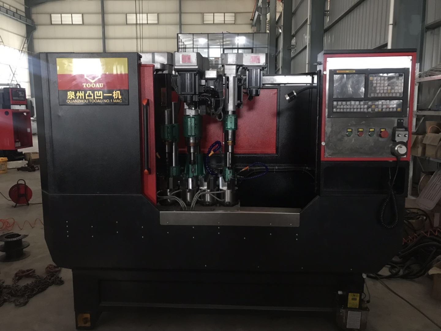 感謝泉州市泉航工程機械惠購四軸數(shù)控兩鉆一攻擊/5寸氣動卡盤工裝