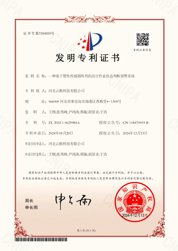 高空作業狀態預警裝置專利